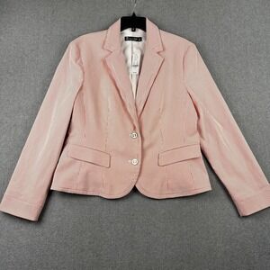 New York & Company Blazer Womens 16 Red White Pinstripe 7th Avenue 2 Button